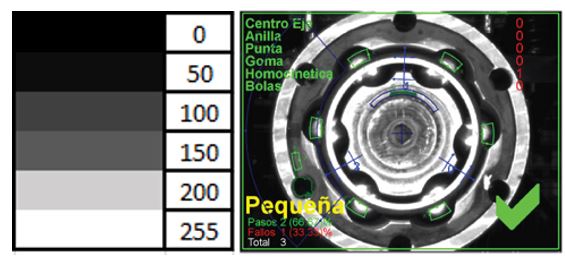 Ejemplo de imagen monocromo de una pieza metálica.